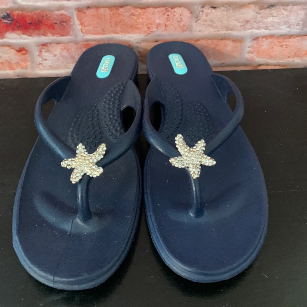 OKA B Navy Starfish Flip Flop Size M